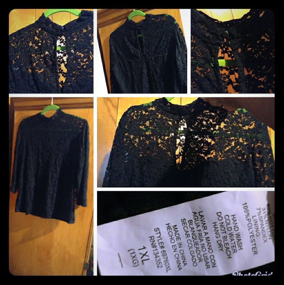 ❤Sexy Ambiance 3/4 Length Sleeve Lace Top